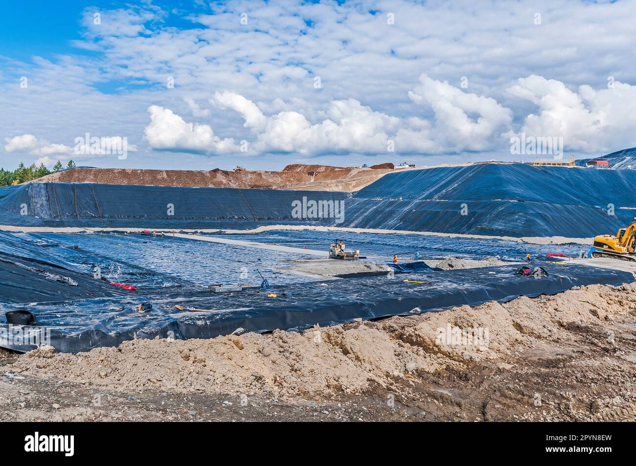 Geomembranes cover a lot of ground in an active landfill Stock Photo