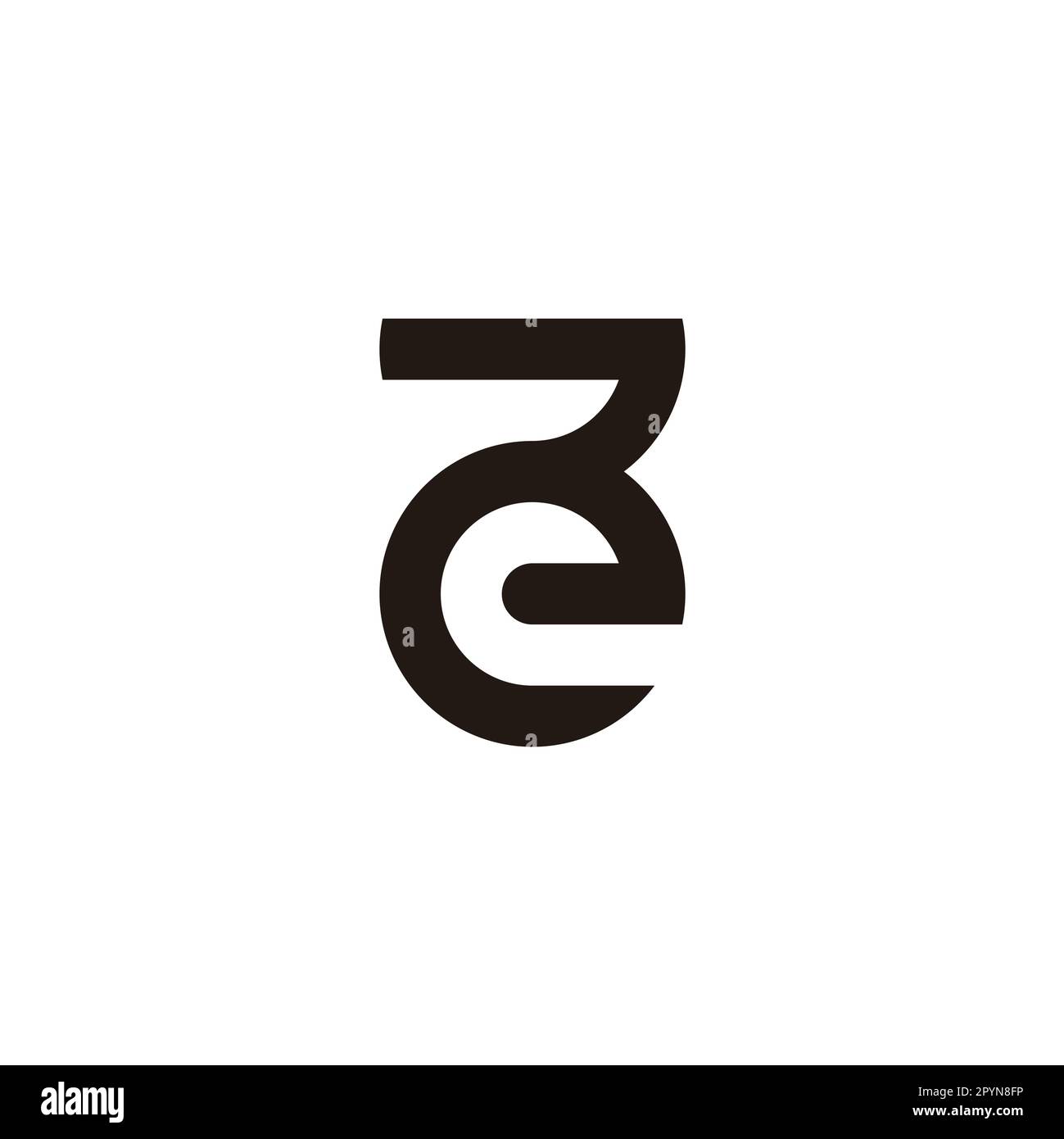 Letter e number 3 curve geometric symbol simple logo vector Stock