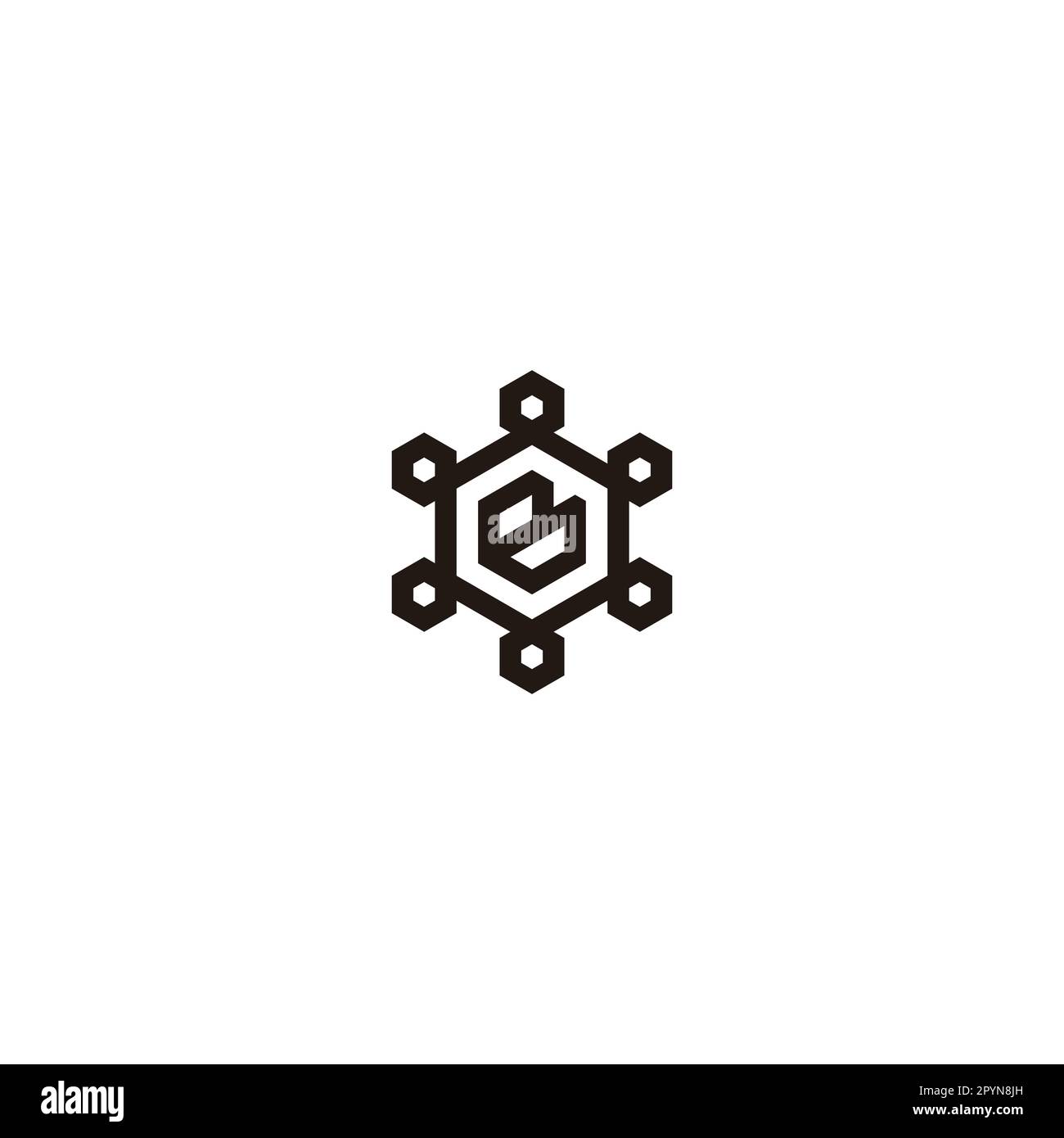 Letter B in frame, hexagons geometric symbol simple logo vector Stock Vector