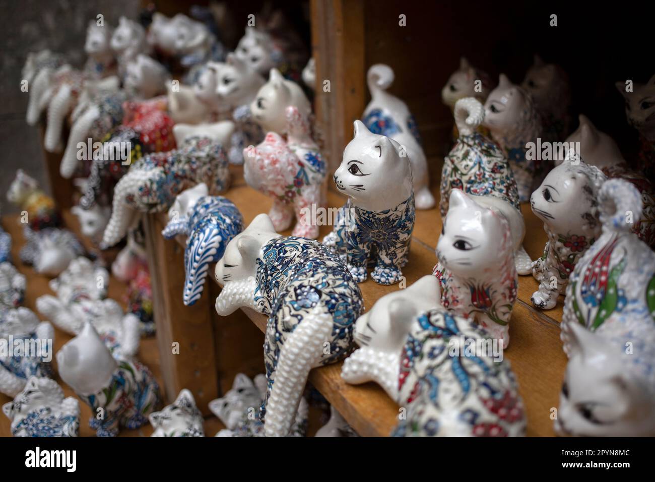 Kotor, Montenegro - Plenty of porcelain cat figurines lined up on a ...