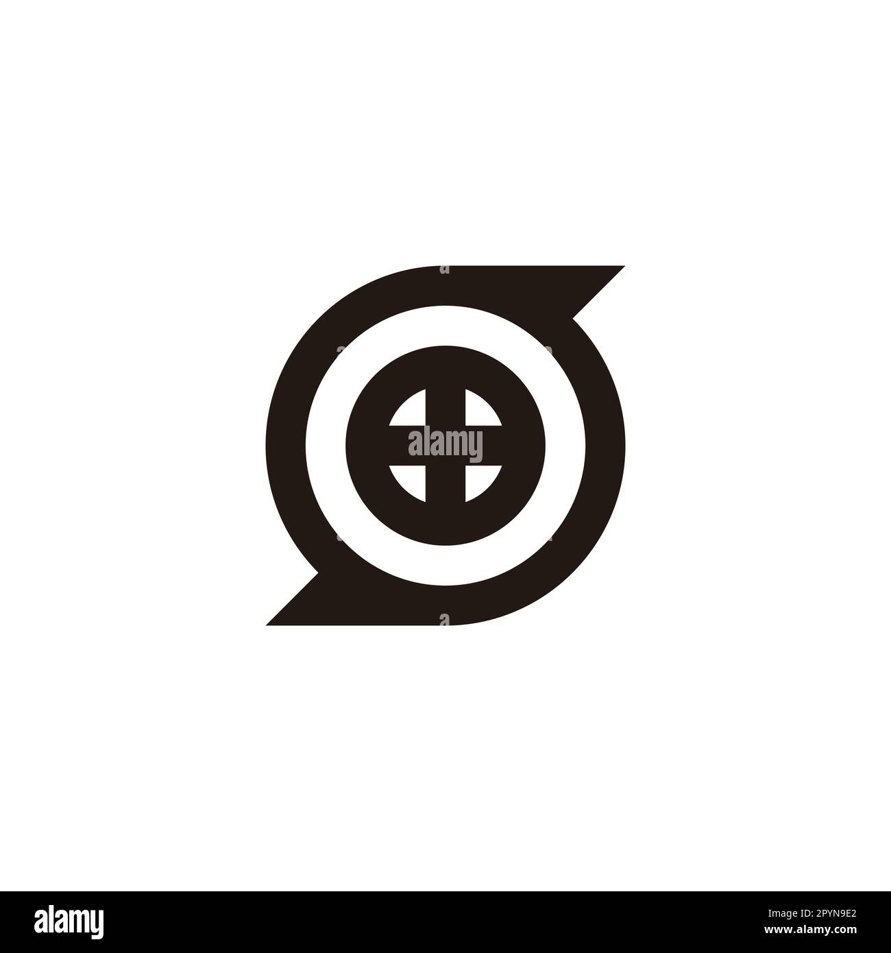 Letter S window, circle geometric simple symbol logo vector Stock Vector