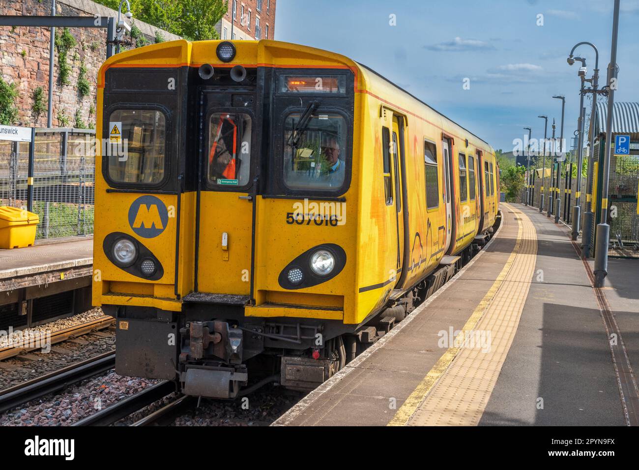 Old Merseyrail Class 507 electric commuter train. Stock Photo