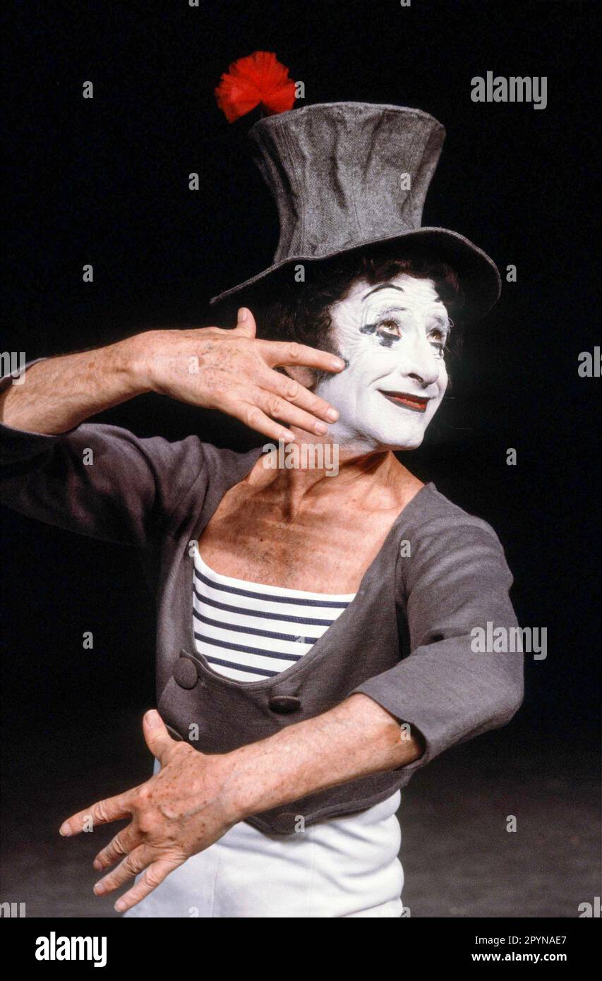 Marcel Marceau as Bip the Clown at The Old Vic, London SE1  20/08/1984 Stock Photo