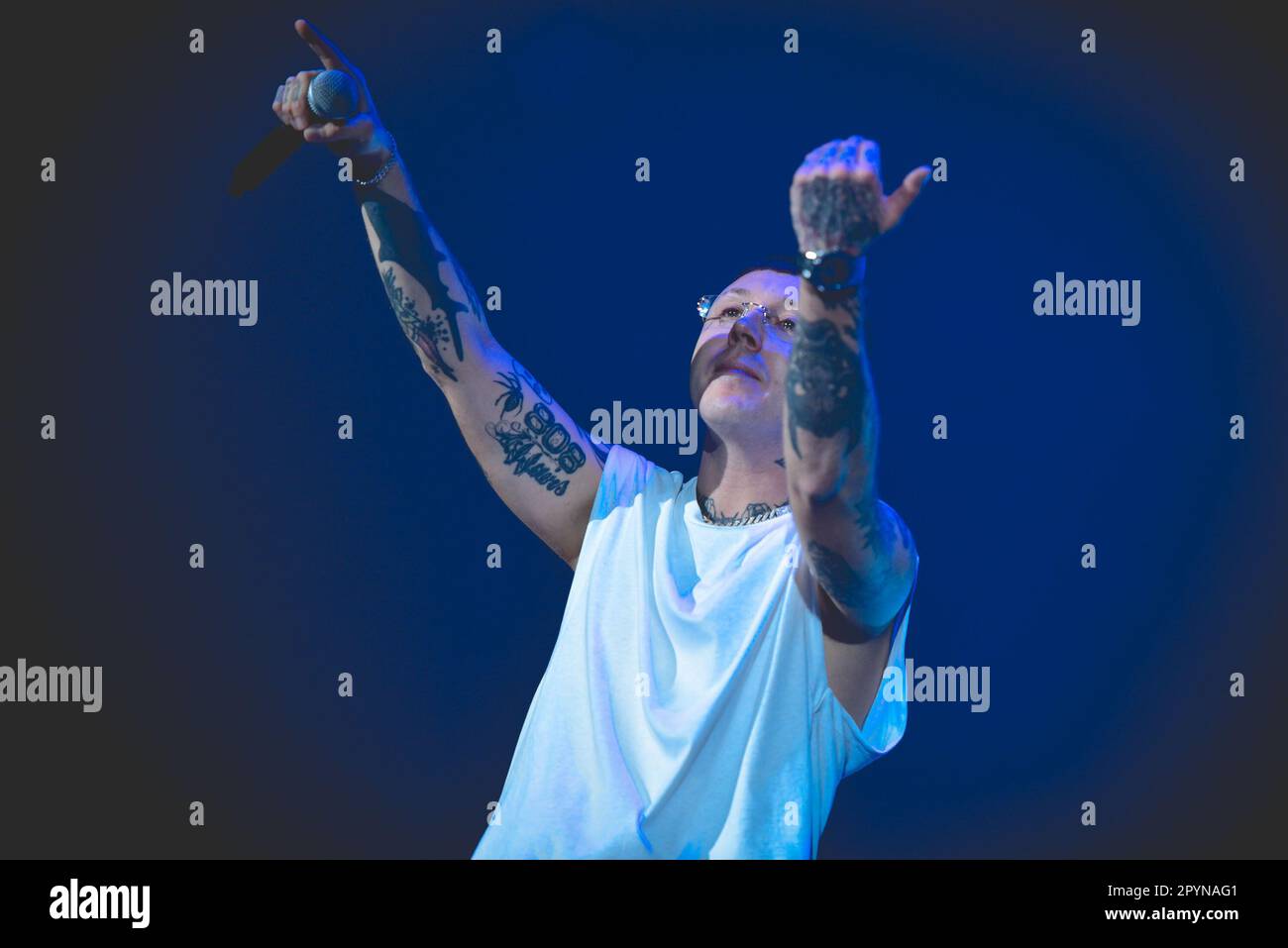 Naples, Italy. 03rd May, 2023. The Italian rapper Lazza (Jacopo ...