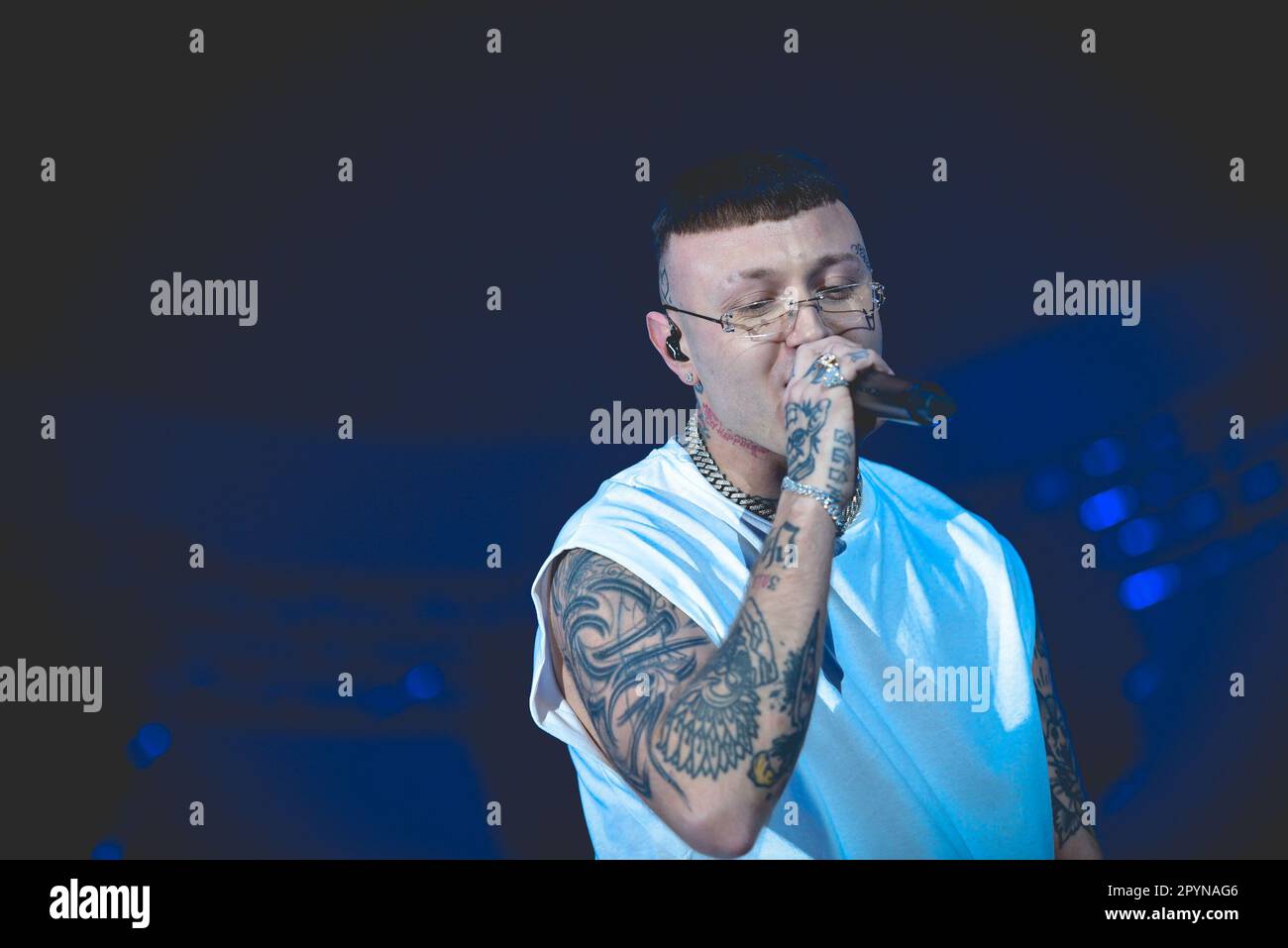 Naples, Italy. 03rd May, 2023. The Italian rapper Lazza (Jacopo ...
