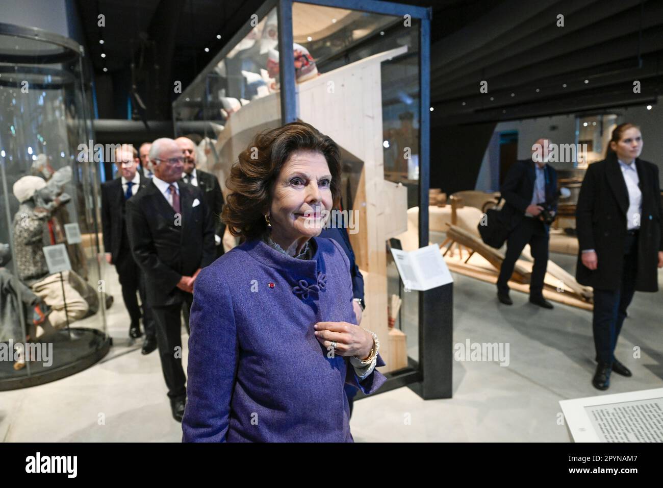 TARTU 20230504Queen Silvia and King Carl Gustaf visit the Estonian National Museum in Tartu. The royal couple is on an official visit to Estonia 2-4 M Stock Photo