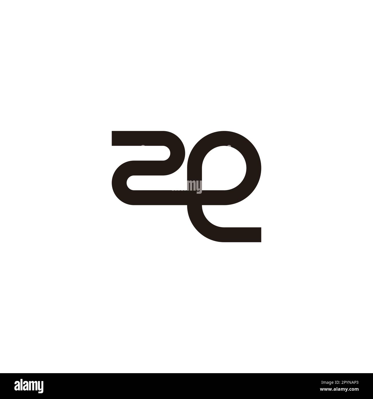 Number 2 letter e curve geometric symbol simple logo vector Stock