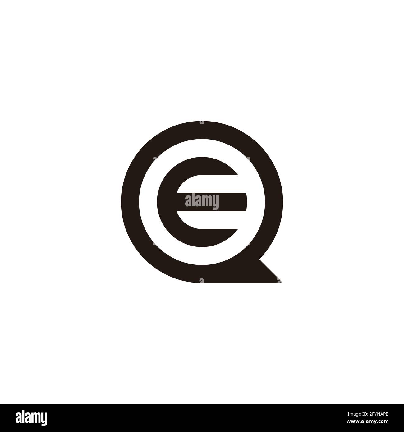 Letter E in Q, circle geometric symbol simple logo vector Stock Vector