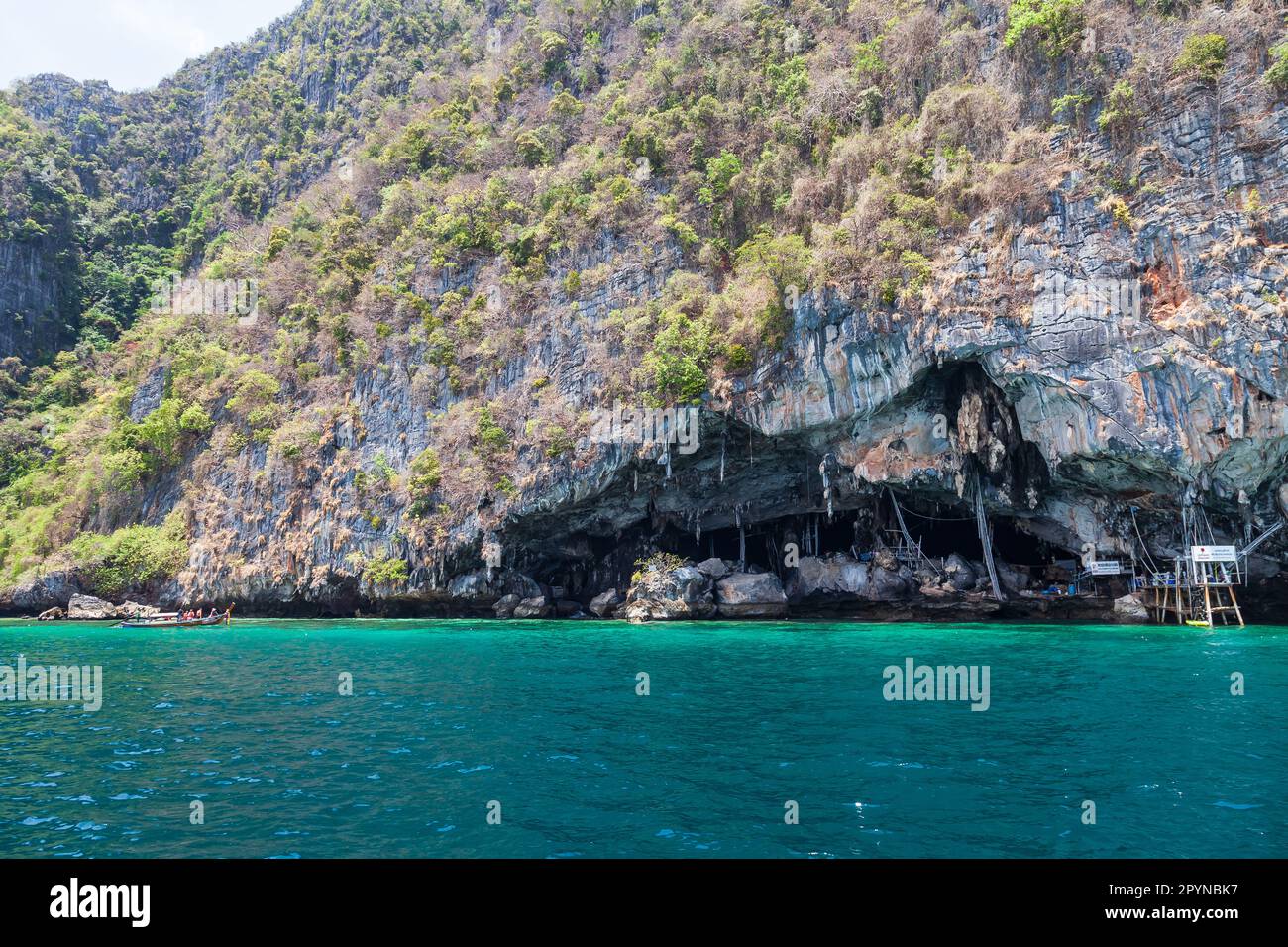 Viking caves on Phi Phi Le island in the Andaman Sea with pirates hiding  treasures. Travel and excursions in Thailand Phuket island Stock Photo -  Alamy