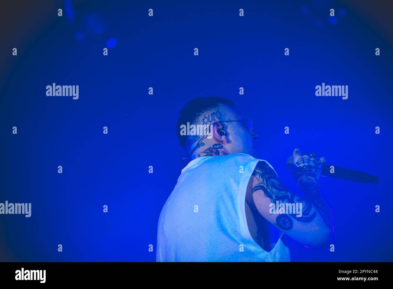 May 3, 2023, Naples, Italy: The Italian rapper Lazza (Jacopo Lazzarini ...