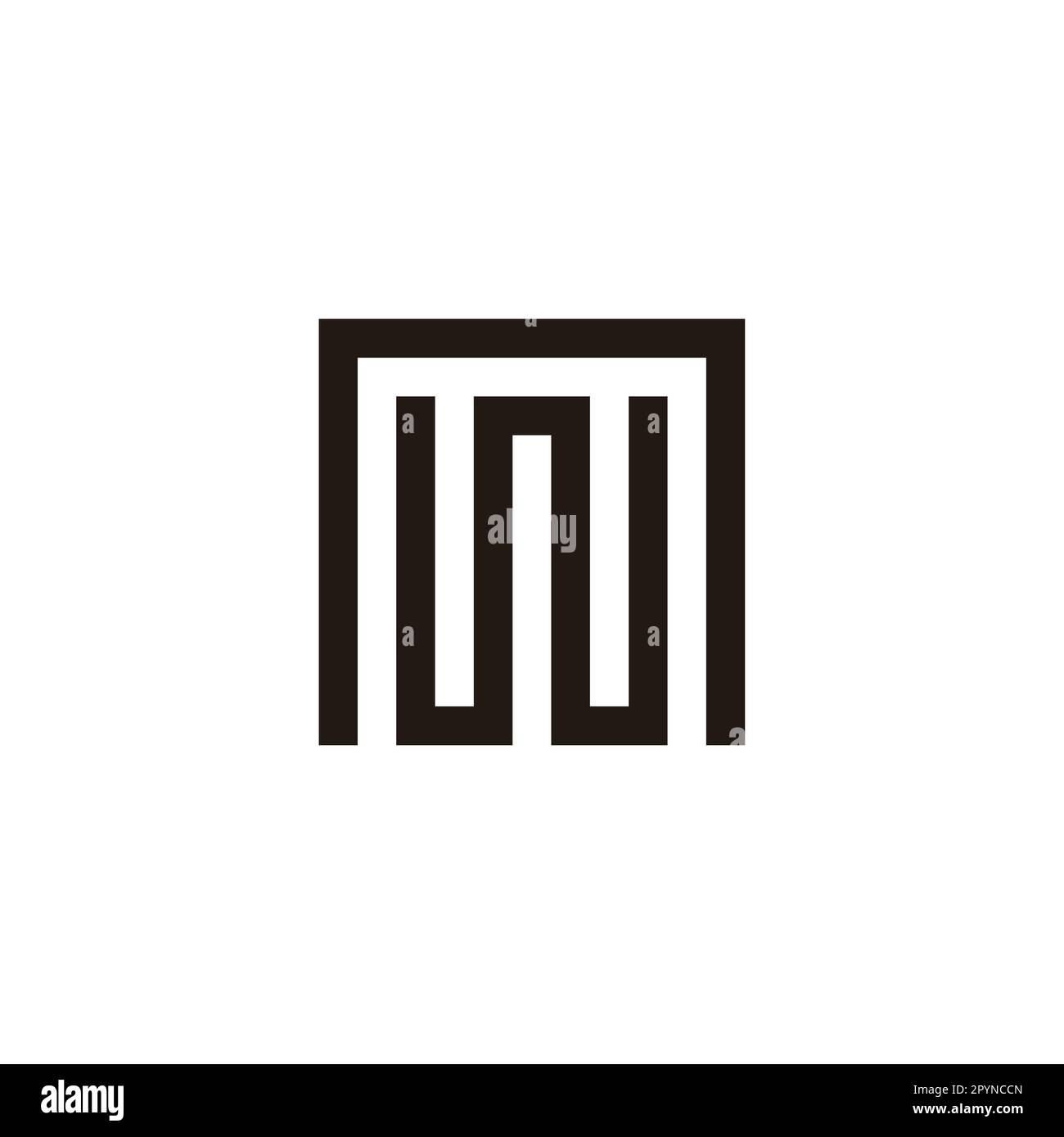 Letter n and w square, curve geometric symbol simple logo vector Stock
