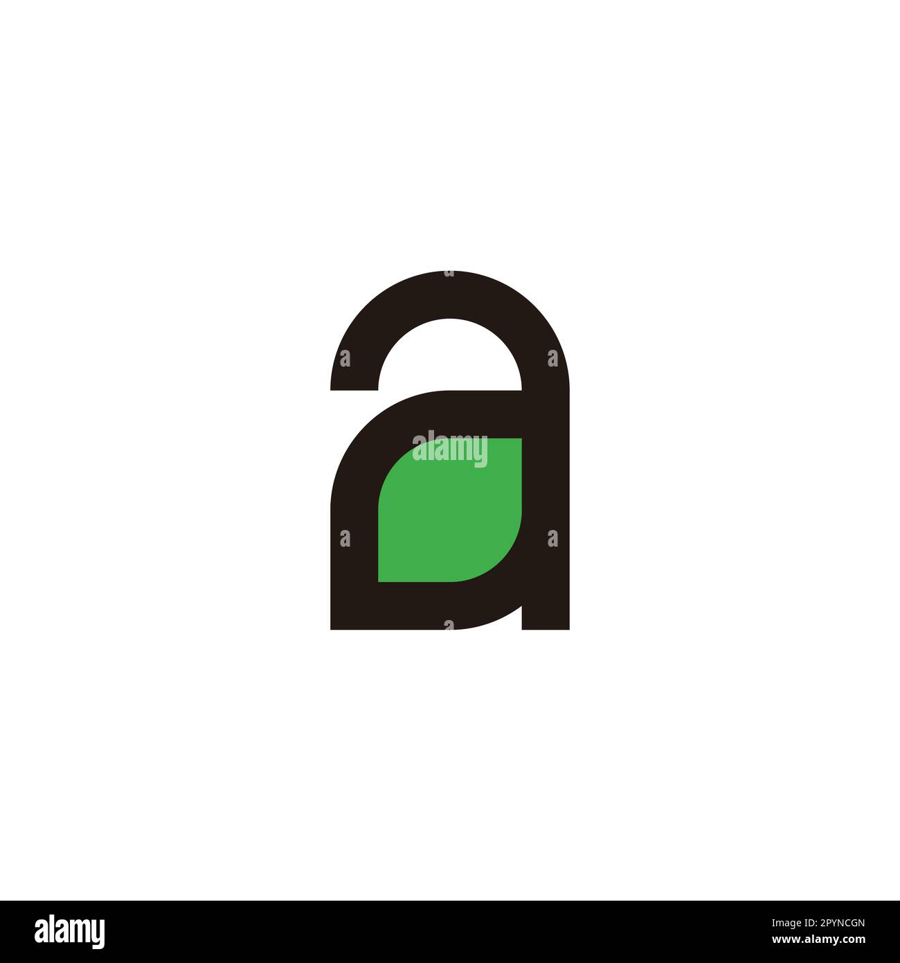 Letter a leaf, outline geometric symbol simple logo vector Stock Vector