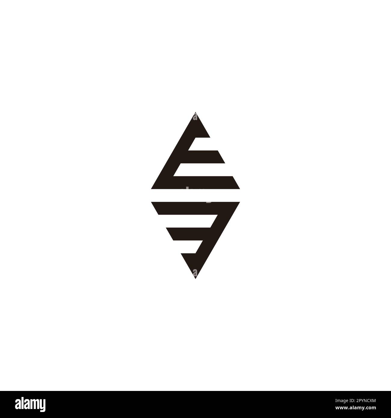 Letter E number 3 gem geometric symbol simple logo vector Stock Vector