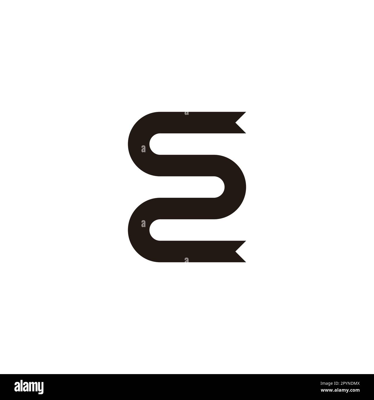 Letter E ribbon, curve geometric symbol simple logo vector Stock Vector