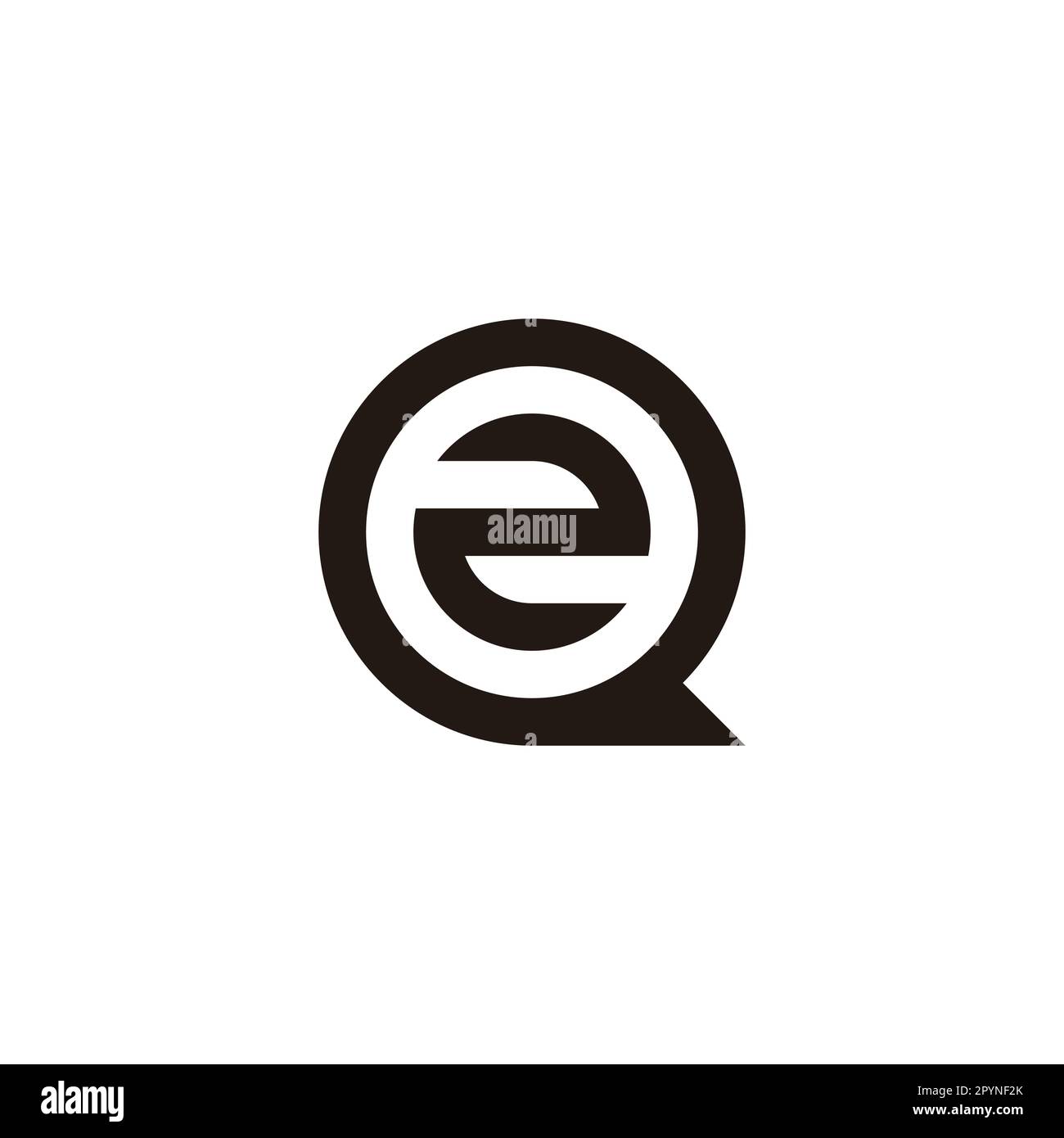 Number 2 in Q, circle geometric symbol simple logo vector Stock Vector