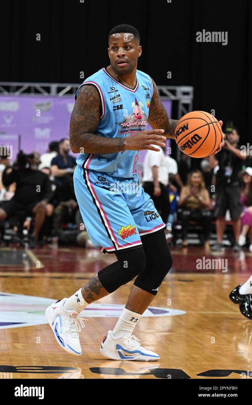 Sunrise FL, USA. 03rd May, 2023. Jack McClinton and Haley Cavinder are seen  on the court during the Wooshi World Celebrity Basketball Classic at The  FLA Live Arena on May 3, 2023