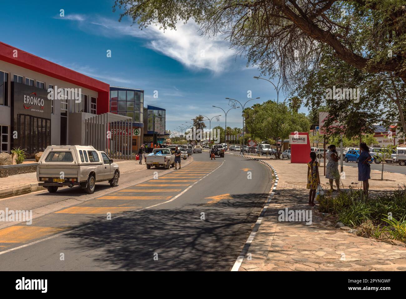 Busy main street in Omaruru, Erongo, Namibia Stock Photo