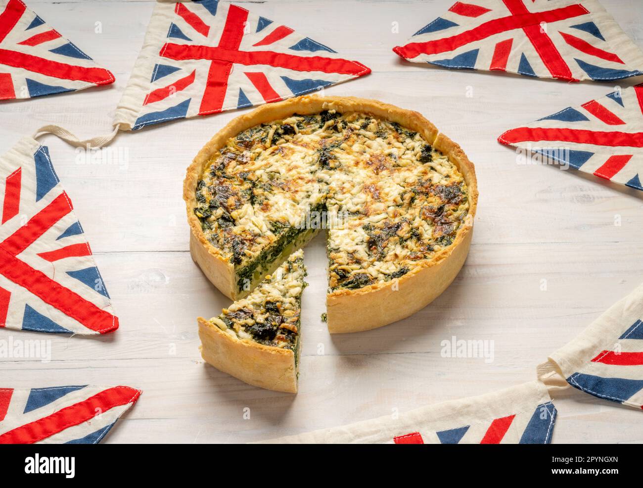 Coronation Quiche. Official recipe launched for the coronation of King Charles III 2023. Stock Photo