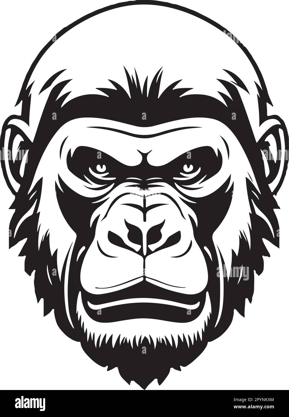 Pretty and powerful gorilla emblem art vector Stock Vector
