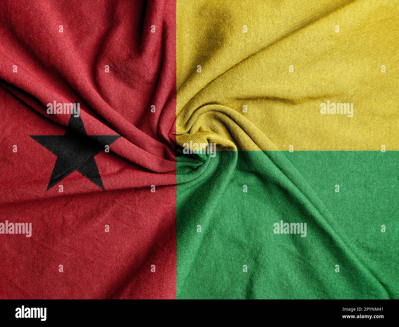 Fabric Flag of the Guinea-Bissau, National Flag of the Guinea-Bissau Stock Photo