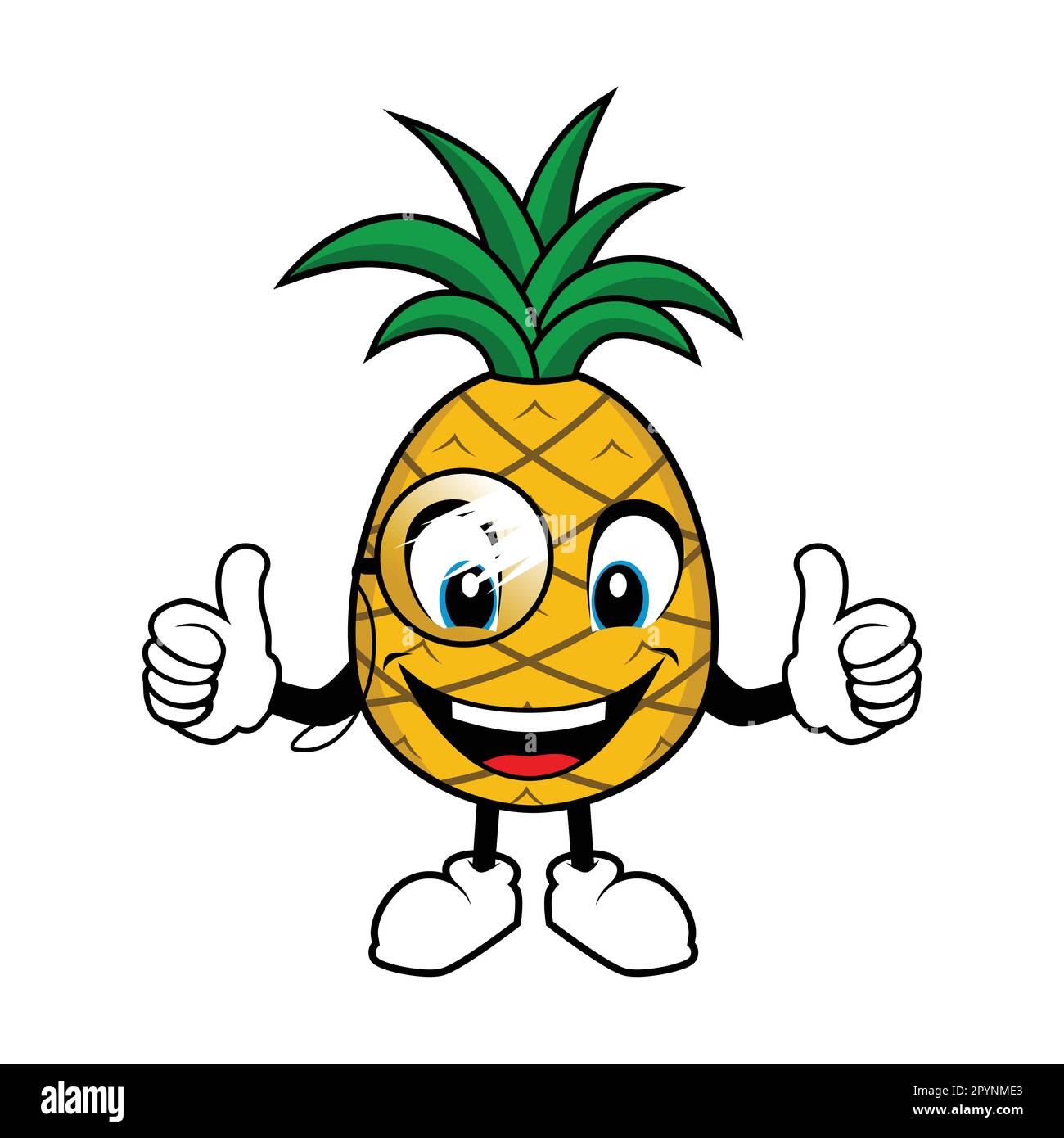 Pineapple Fruit Mascot Cartoon with glasses Giving Thumbs Up Stock ...