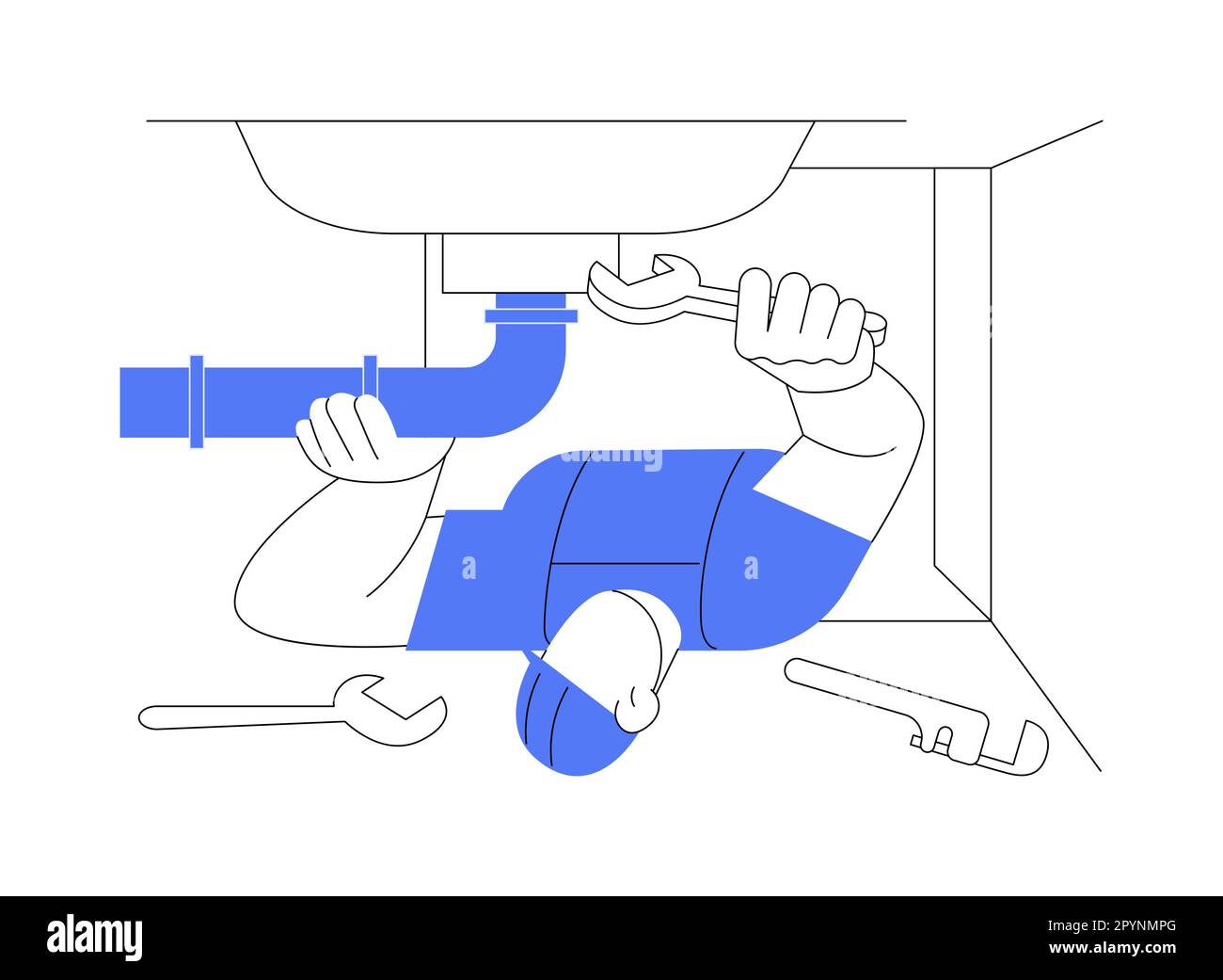 Installing plumbing fixtures abstract concept vector illustration Stock