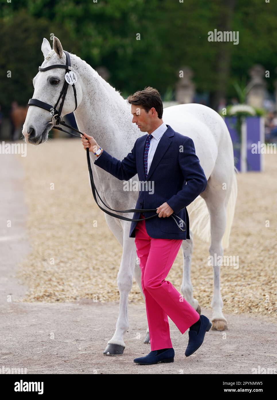 Great Britain's Harry Meade and Away Cruising during the horse inspection on day one of the Badminton Horse Trials 2023 at The Badminton Estate, Gloucestershire. Picture date: Thursday May 4, 2023. Stock Photo