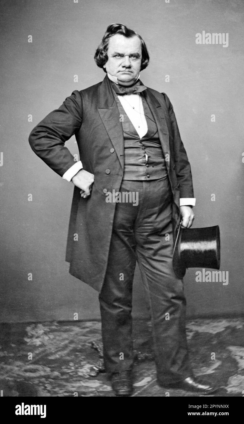 Stephen A Douglas. Portrait of the Democratic nominee for the 1860 presidential race, Stephen Arnold Douglas (1813-1861)by Mathew Brady Studio, c. 1860-61 Stock Photo