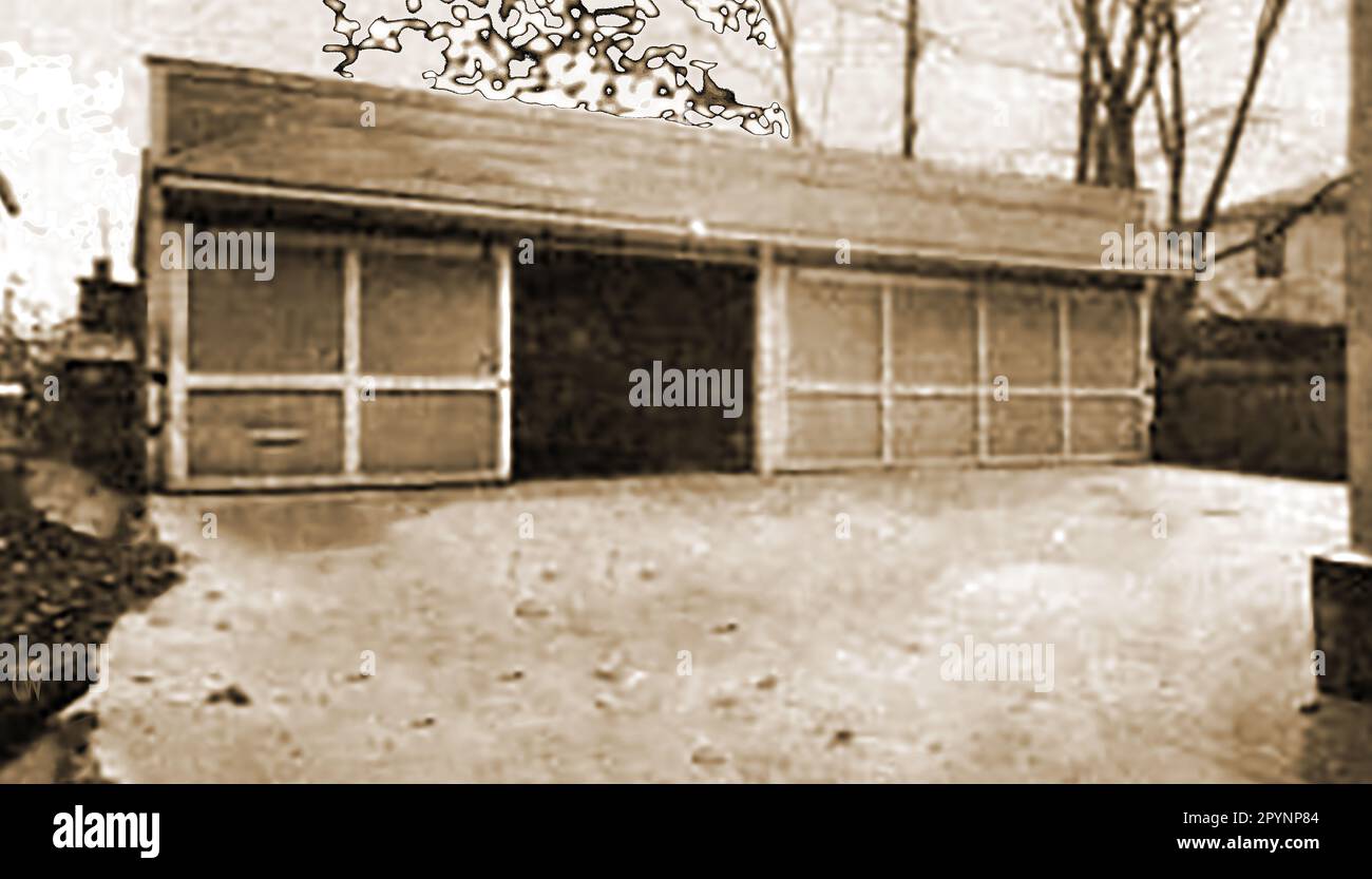 Scene of the crime -1927 murder of popular U S sportsman Joh E Levy (known as the Hot Tamale King) in his garage.   John Edwin Grace was sentenced to death for the murder. Stock Photo