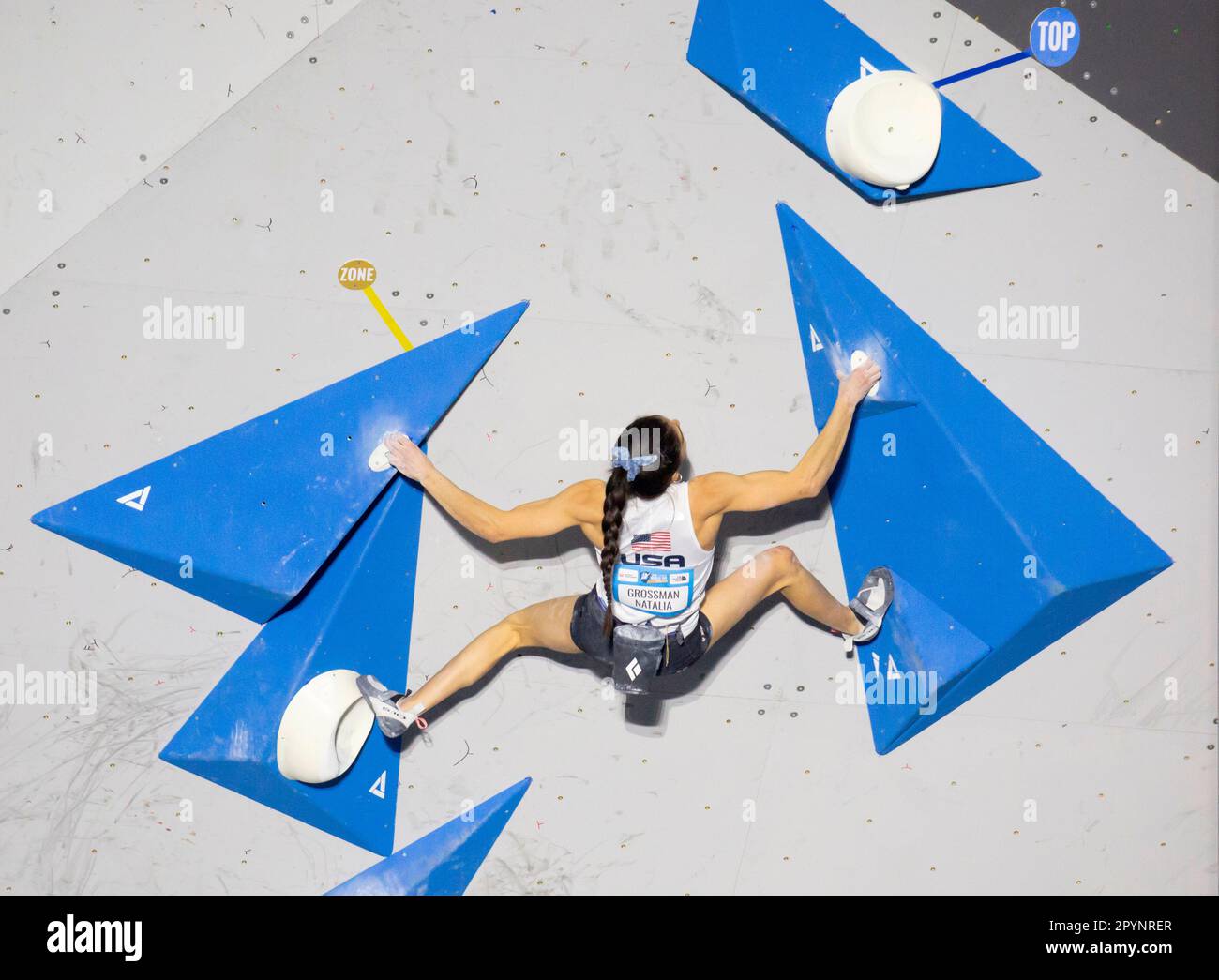 Seoul, South Korea. 30th Apr, 2023. Natalia Grossman (USA), Apr 30, 2023 -  Sport Climbing : Women's Boulder semi-finals substituting for finals of the  IFSC Climbing World Cup Seoul 2023 at Jungnang