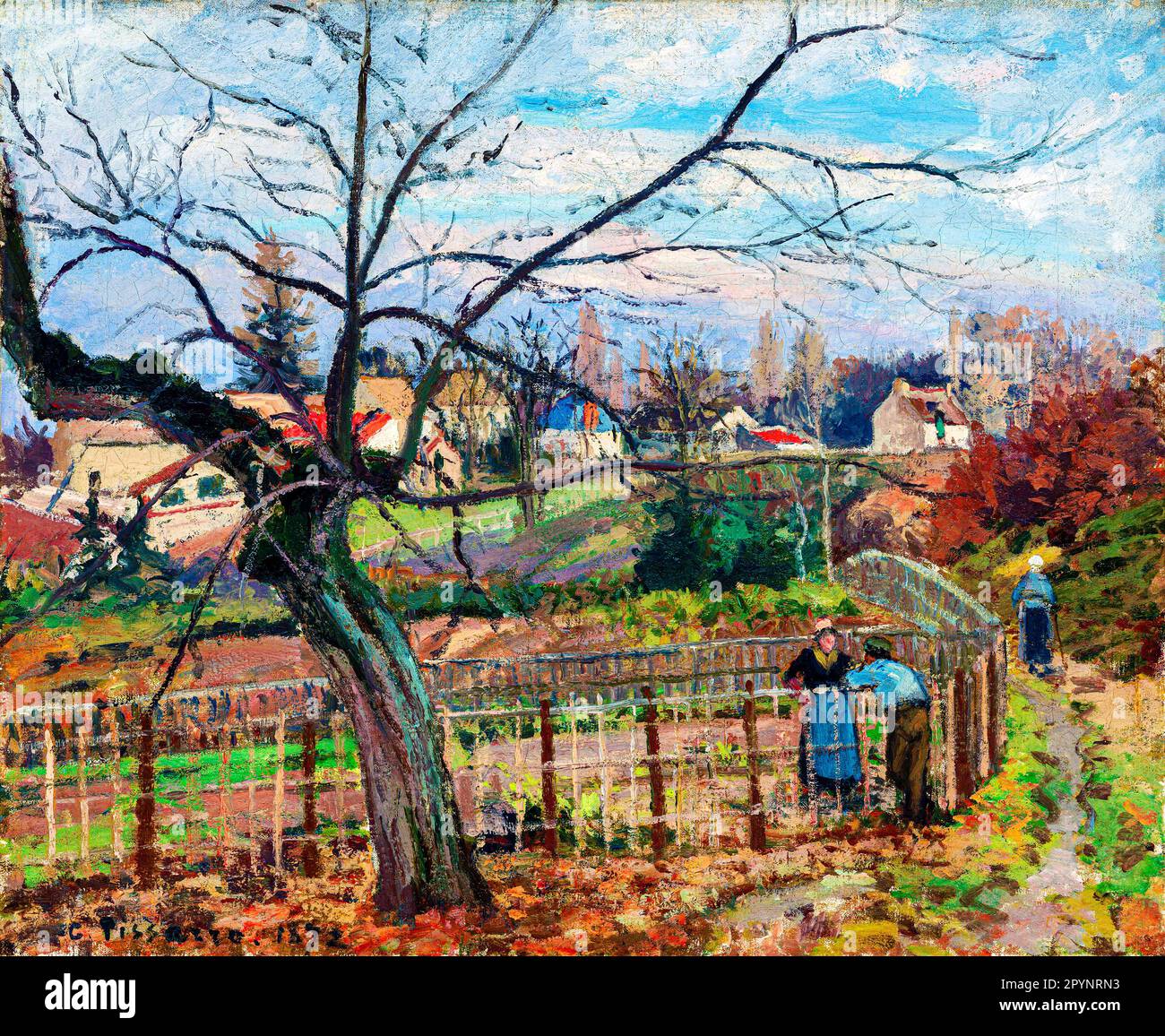 The Fence by Camille Pissarro. Original from The National Gallery of Art. Stock Photo
