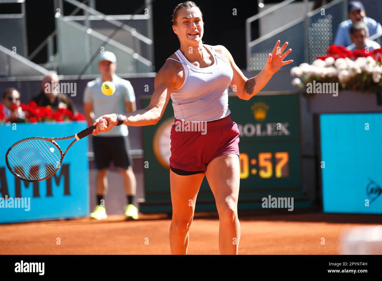 Madrid, Spain. 3rd May, 2023. Aryna Sabalenka (BLR) Tennis : Aryna Sabalenka during singles semi-final match against Maria Sakkari on the WTA 1000 tournaments Mutua Madrid Open tennis tournament at the Caja Magica in Madrid, Spain . Credit: Mutsu Kawamori/AFLO/Alamy Live News Stock Photo