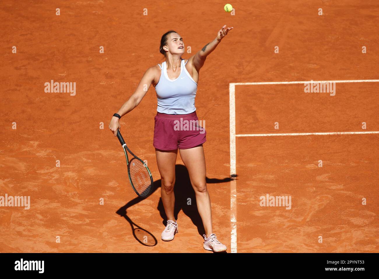 Madrid, Spain. 3rd May, 2023. Aryna Sabalenka (BLR) Tennis : Aryna Sabalenka during singles semi-final match against Maria Sakkari on the WTA 1000 tournaments Mutua Madrid Open tennis tournament at the Caja Magica in Madrid, Spain . Credit: Mutsu Kawamori/AFLO/Alamy Live News Stock Photo