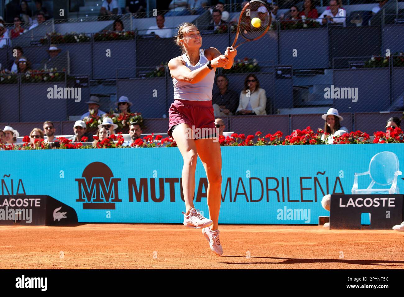 Madrid, Spain. 3rd May, 2023. Aryna Sabalenka (BLR) Tennis : Aryna Sabalenka during singles semi-final match against Maria Sakkari on the WTA 1000 tournaments Mutua Madrid Open tennis tournament at the Caja Magica in Madrid, Spain . Credit: Mutsu Kawamori/AFLO/Alamy Live News Stock Photo