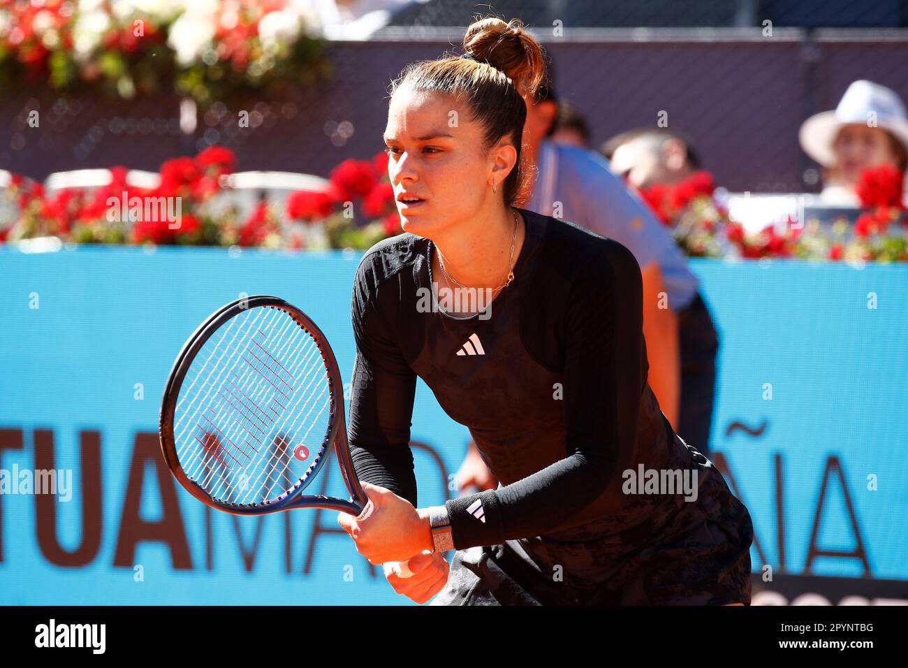 Madrid, Spain. 3rd May, 2023. Maria Sakkari (GRE) Tennis : Maria Sakkari during singles semi-final match against Aryna Sabalenka on the WTA 1000 tournaments Mutua Madrid Open tennis tournament at the Caja Magica in Madrid, Spain . Credit: Mutsu Kawamori/AFLO/Alamy Live News Stock Photo