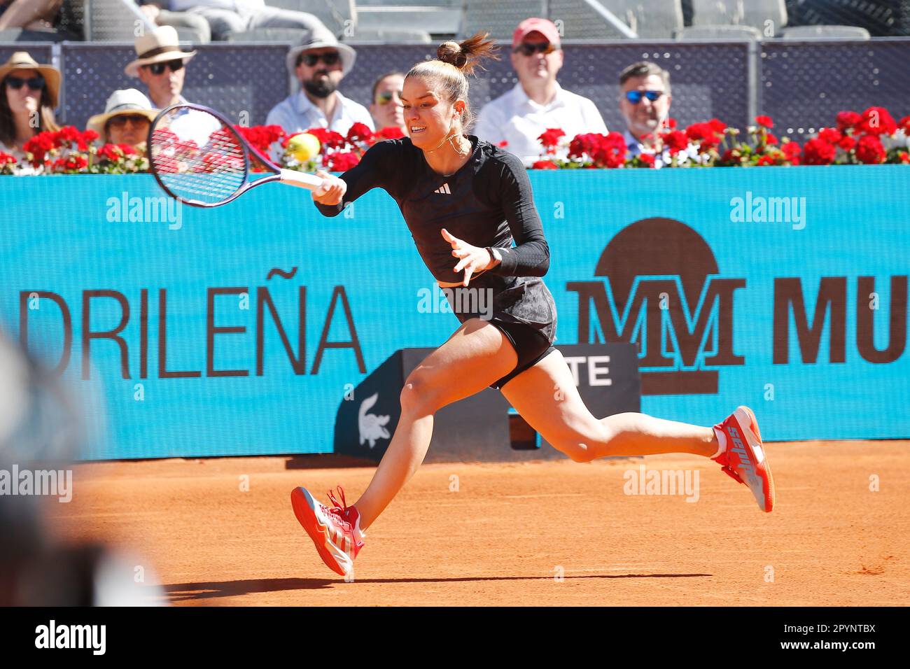 Madrid, Spain. 3rd May, 2023. Maria Sakkari (GRE) Tennis : Maria Sakkari during singles semi-final match against Aryna Sabalenka on the WTA 1000 tournaments Mutua Madrid Open tennis tournament at the Caja Magica in Madrid, Spain . Credit: Mutsu Kawamori/AFLO/Alamy Live News Stock Photo