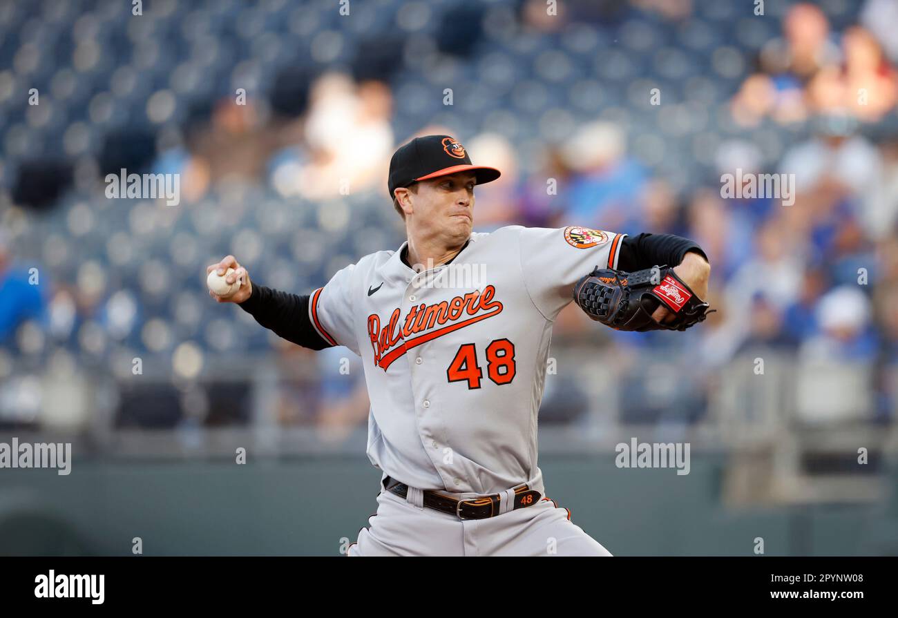 Baltimore Orioles pitcher Kyle Gibson throws from the mound during the