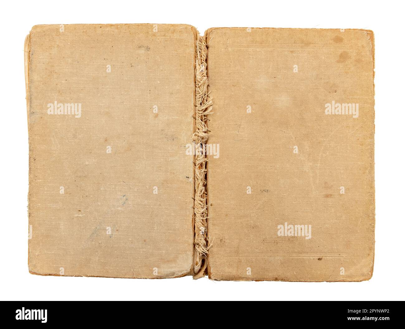 Old retro book on a white background. The unfolding of a yellowed book Stock Photo