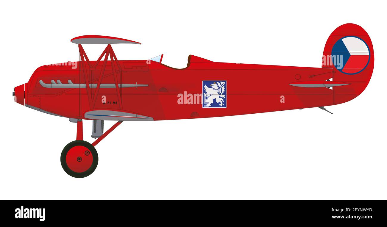 Avia B.21.96, nicknamed 'Red devil', which flew acrobatic flyer František Malkovský, commander of the Flight 61 of the Air Regiment 1,1930 Stock Photo
