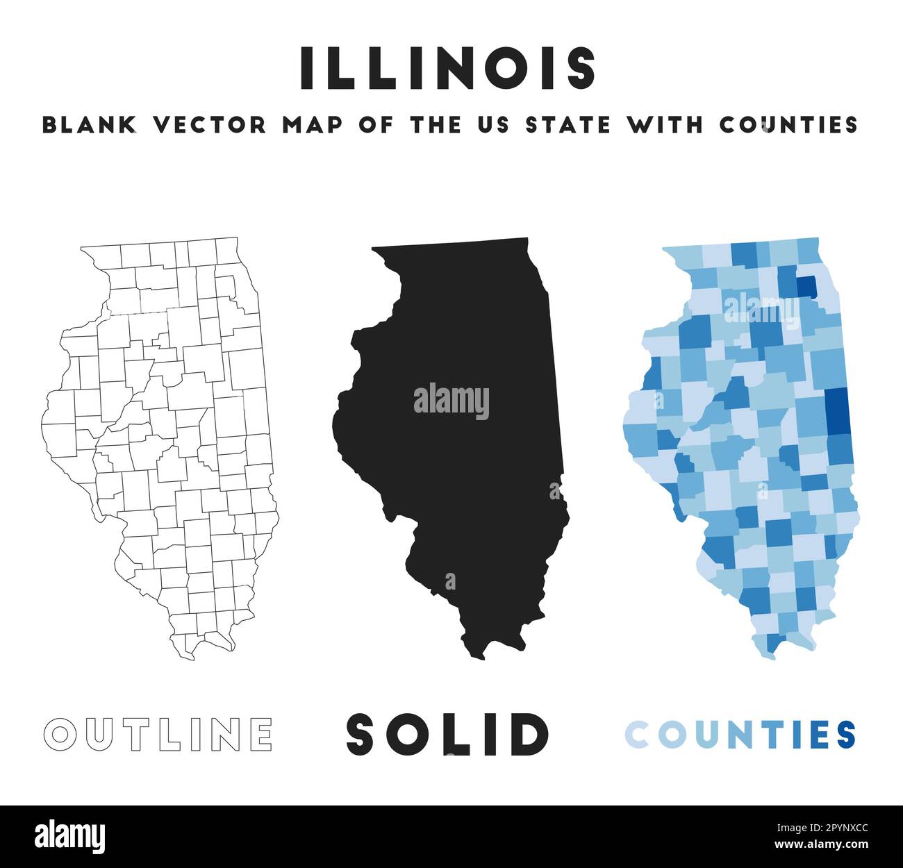 Illinois map. Borders of Illinois for your infographic. Vector us state