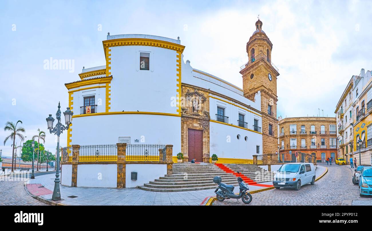 Panorama of historic Church of Santo Domingo with sculptured gate and ...