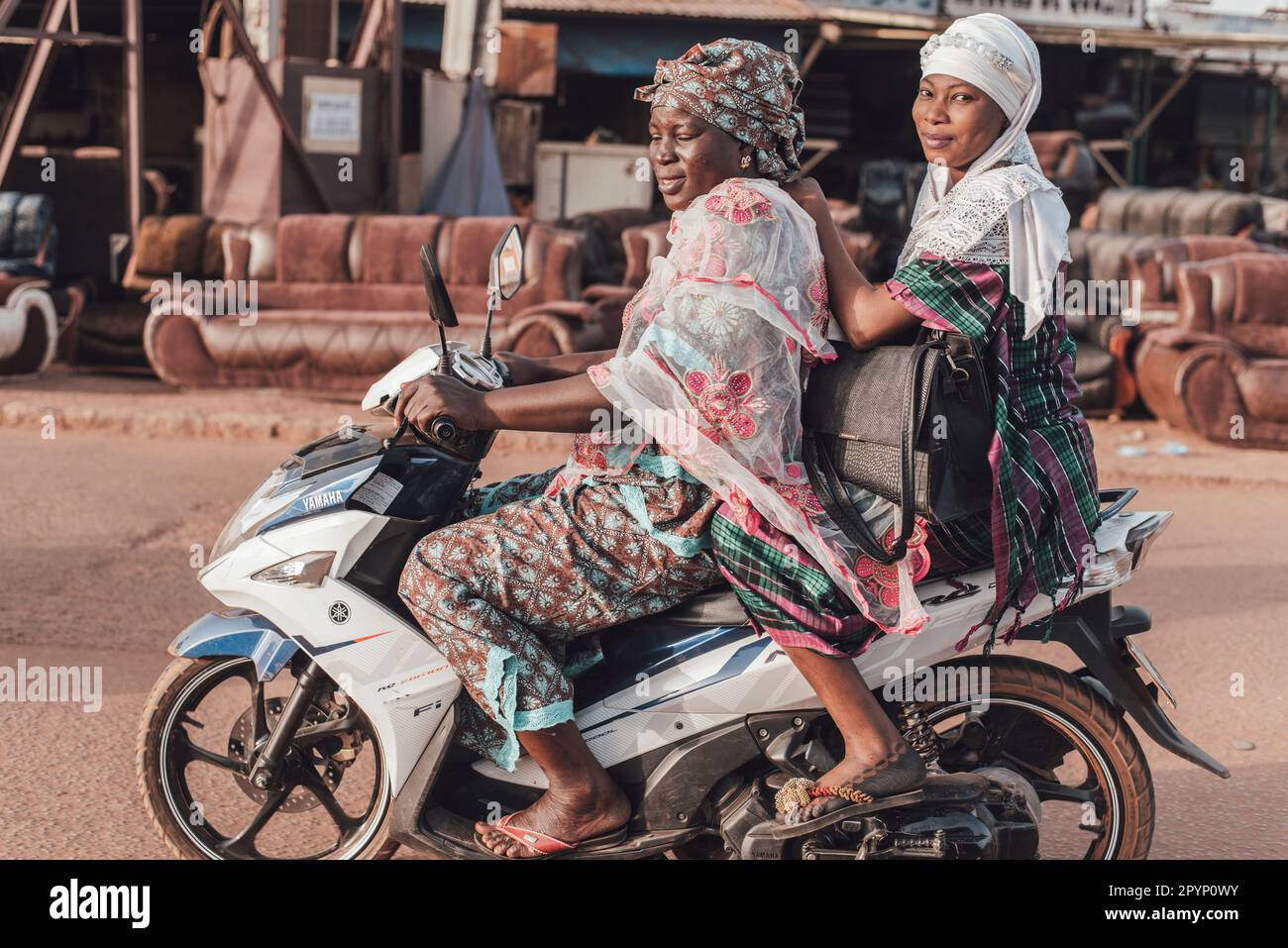 Ouagadougou, Burkina Faso. December 2017. Some scenes of daily life in the capital and in the neighboring villages, where people work and move Stock Photo