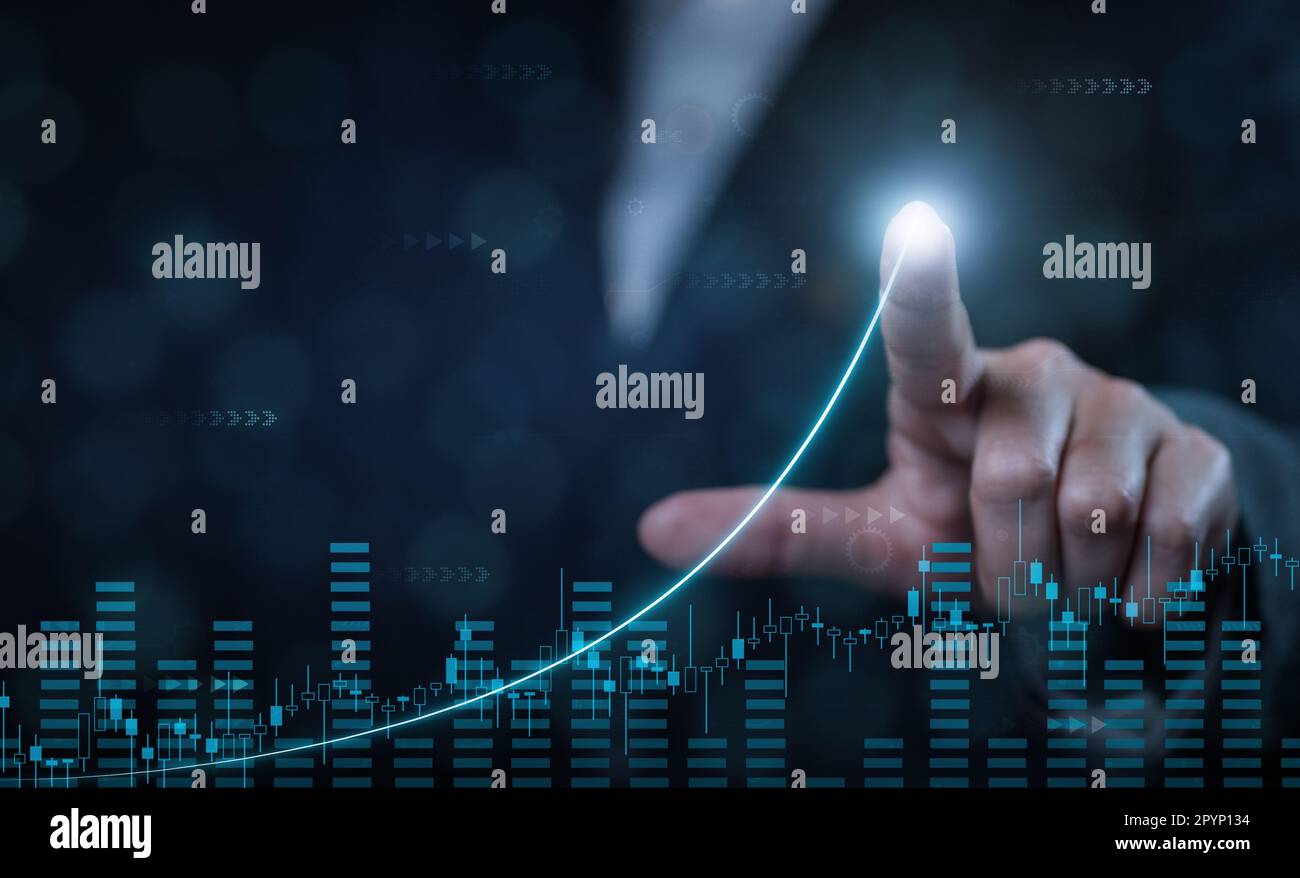 Businessman with business finance data analytics graph chart report Stock Photo