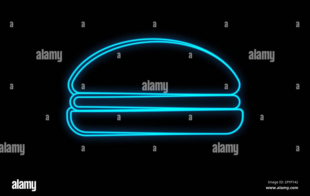 burgey neon on a black background, vector illustration. neon blue ...