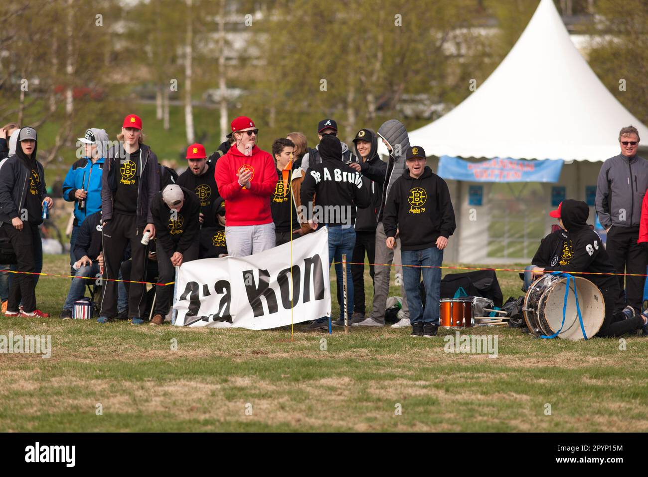 UMEA, SWEDEN ON MAY 29, 2015. Unidentified participants in the Brannboll Cup Championship. Imaginative costumes. Editorial use. Stock Photo