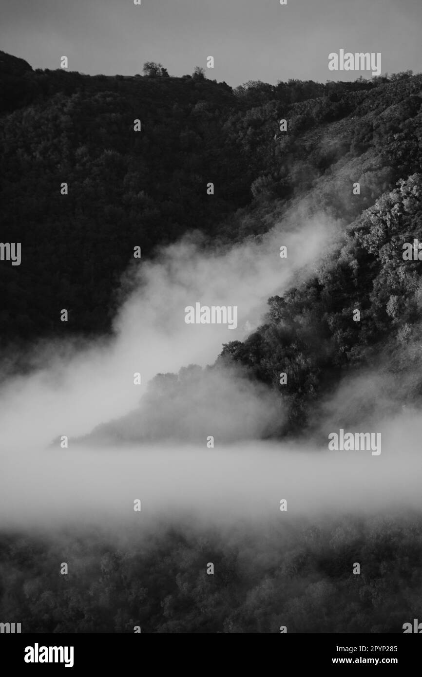 Early morning in valley Black and White Stock Photos & Images - Alamy