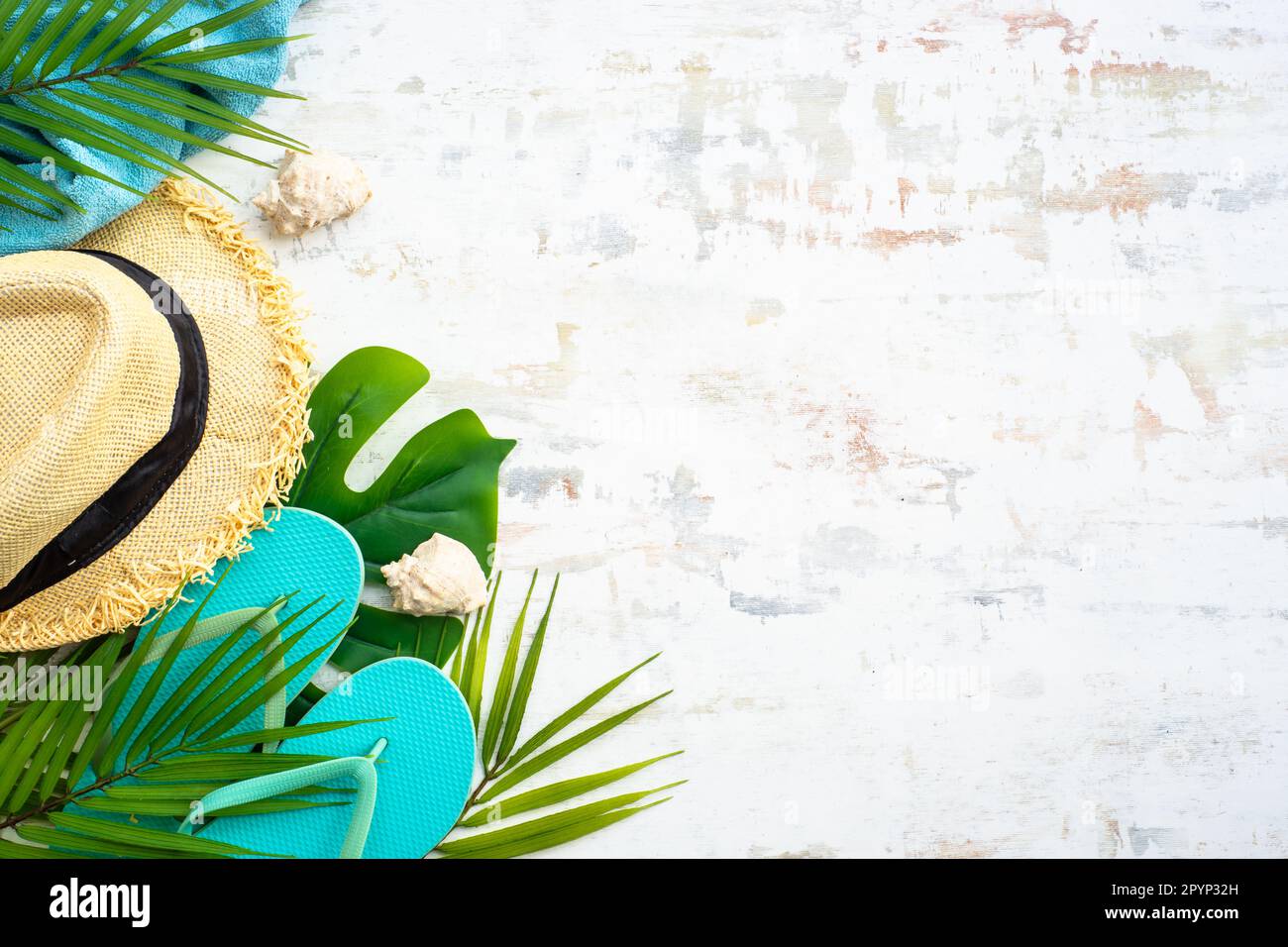 Summer flat lay background, sea vacation on white Stock Photo - Alamy