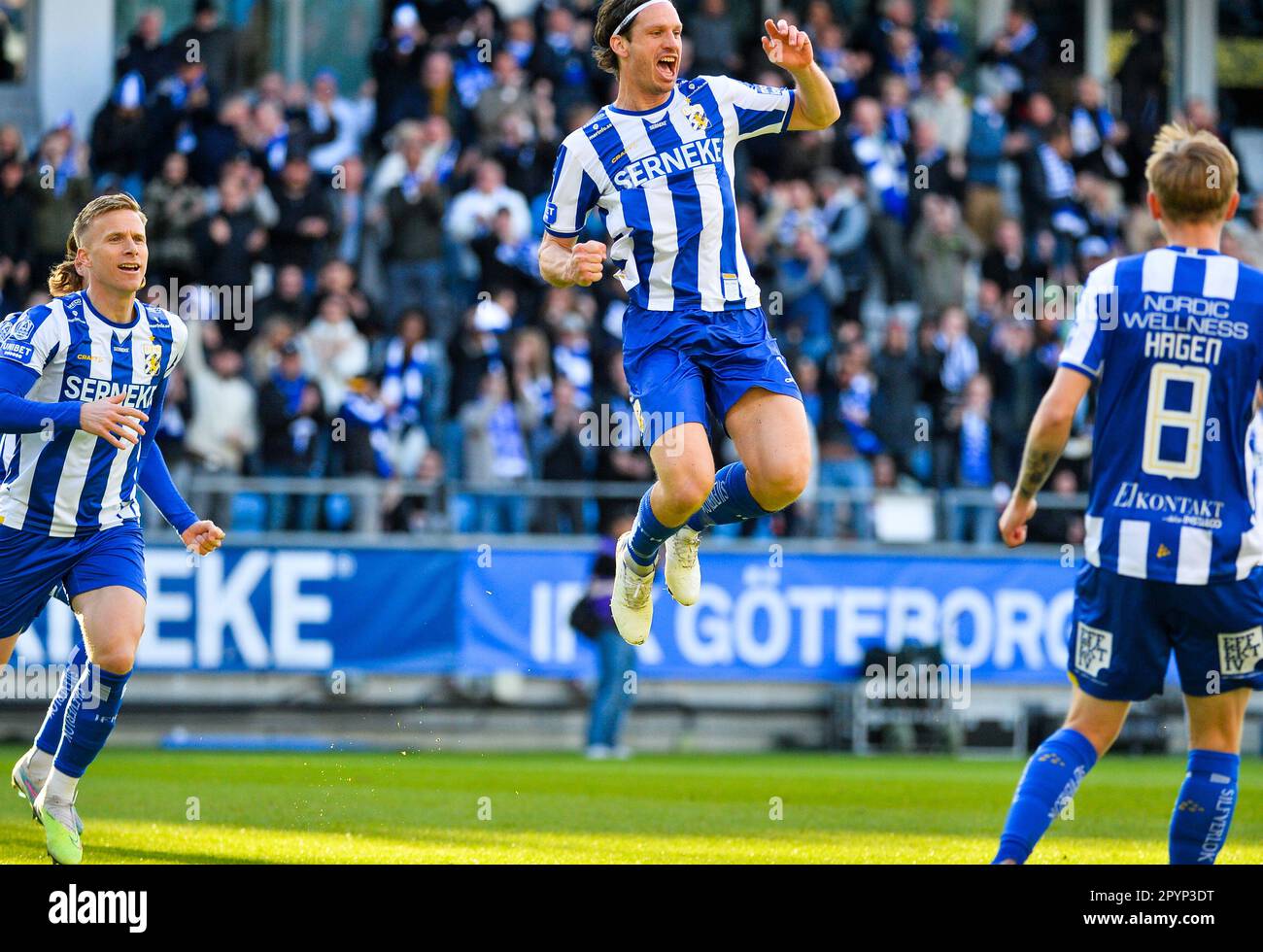 Gothenburg, 4 May 2023 Gustav Svensson celebrates after scoring during