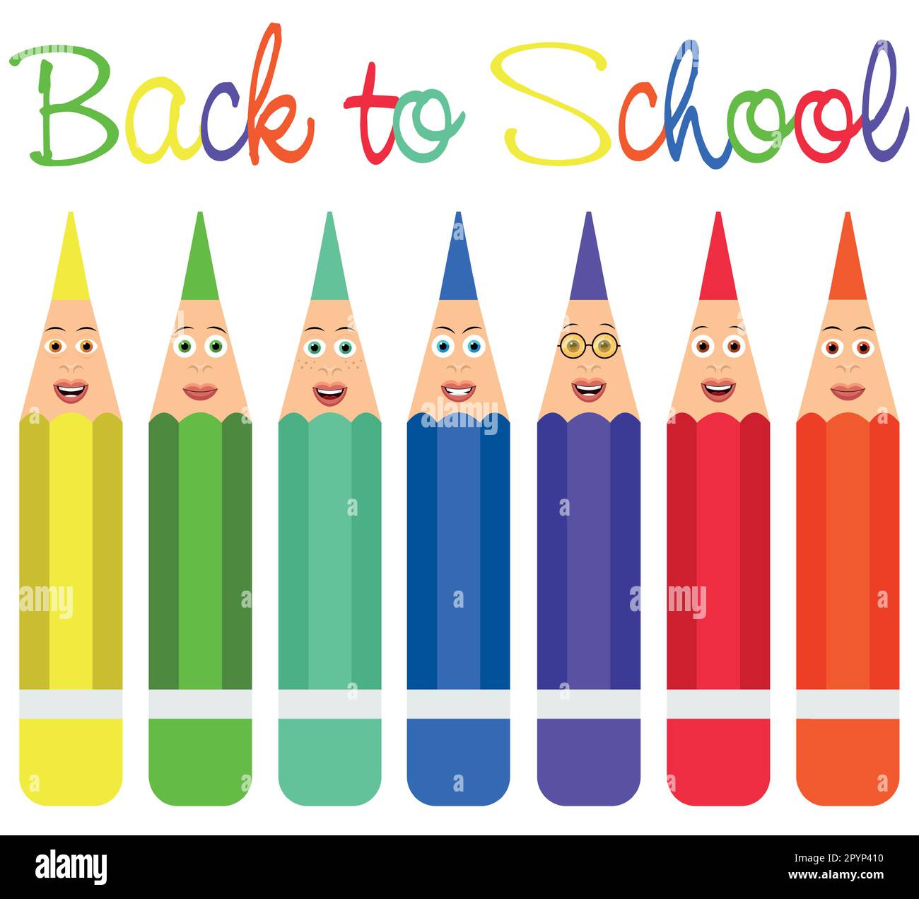 Colored pencils representing different students Stock Vector Image