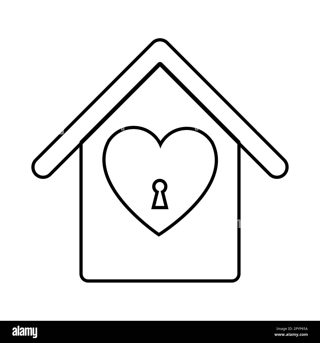 Black and white linear simple icon of a beautiful house with a ...